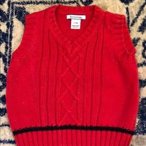 Red with navy stripe infant boy sweater vest